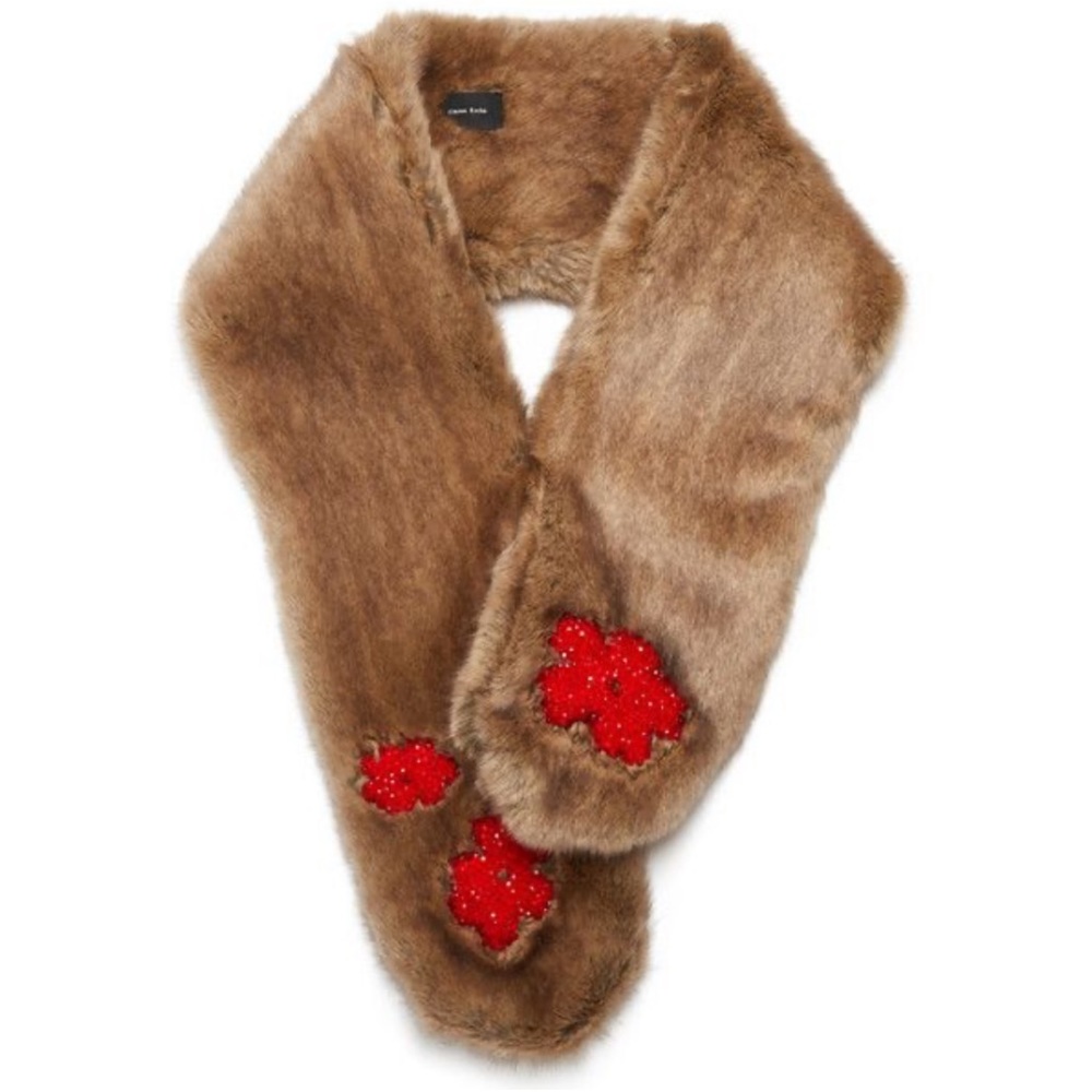 Simone Rocha Faux Fur Beaded Scarf